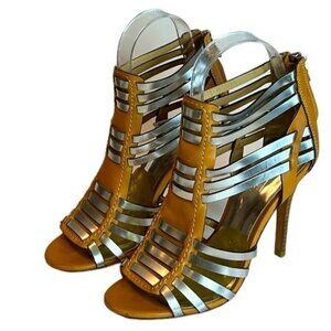 Coach Women's  Leather Brown Silver Lucy Gladiator Heels Strappy Size 5.5 NWOB